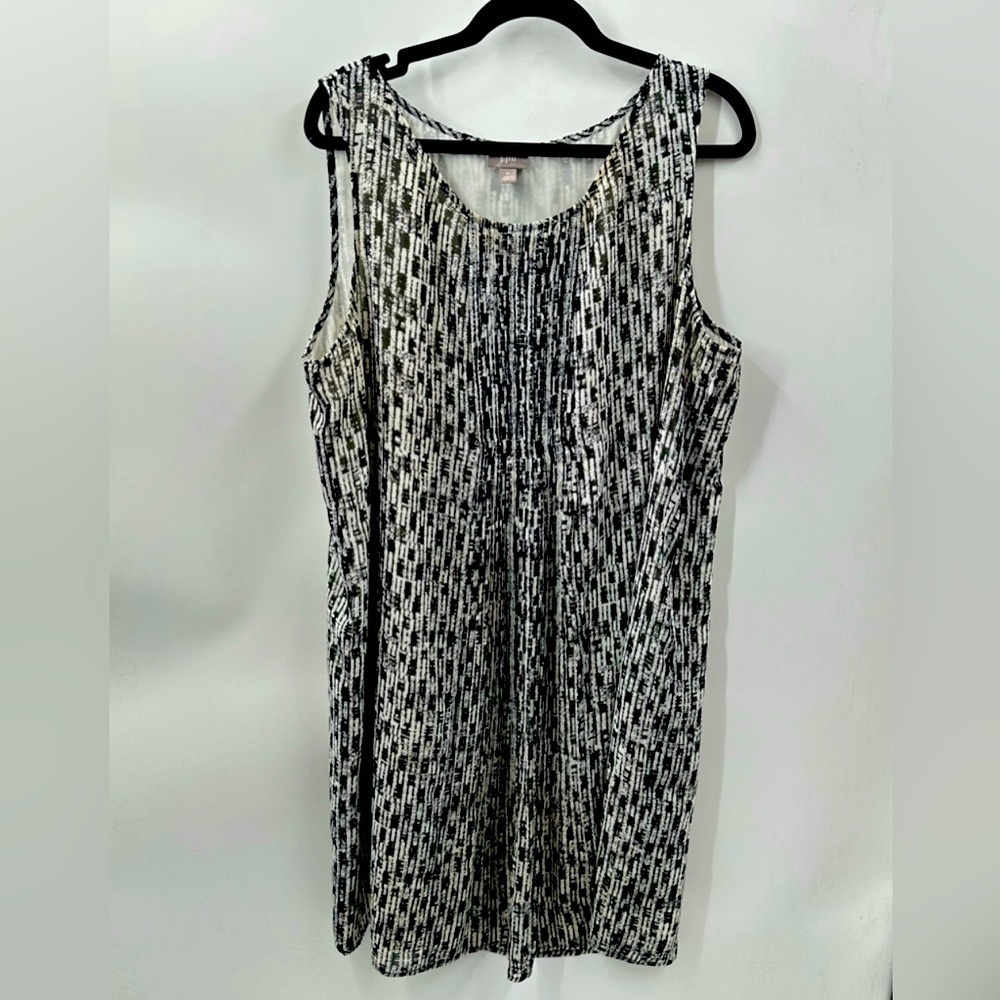J JILL Black-white midi lightweight woman sleeveless loose fit summer dress XL